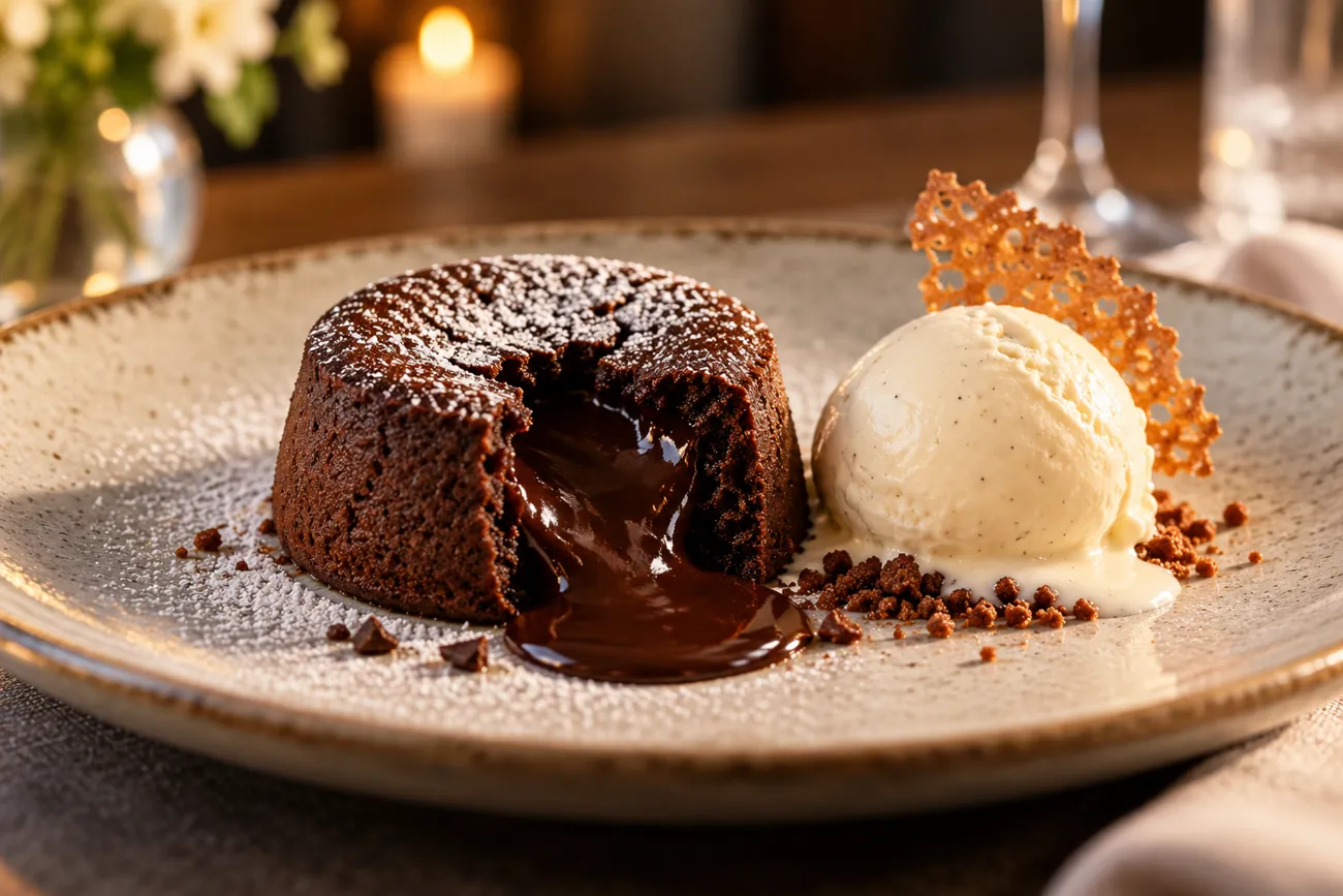 Fondant au chocolat et glace vanille